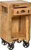 A wooden bedside table with a drawer and a door, mounted on wheels. Produktbild-Vorschau