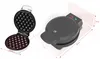 An open waffle maker and a closed waffle maker, with dimension lines indicating size. Náhľad obrázku produktu