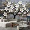 Vlies fototapete Baum Blumen Abstrakt 250x175 cm Feeby Grau Produktbild-Vorschau 2