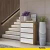 Commode haute avec 4 tiroirs - Chêne Wotan / Blanc brillant Voir les images du produit 7