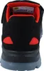 The back view of a black safety shoe with red accents. Produktbild-Vorschau