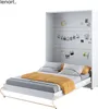 A white vertical wall bed with a mattress and bedding is shown in an open position. Produktbild-Vorschau