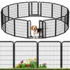A beagle dog stands inside a black metal dog playpen. Podgląd zdjęcia produktu