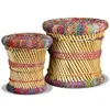 Tabourets avec détails chindi lot de 2 multicolore bambou Voir les images du produit 1