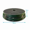 A close-up studio shot of a round carbon filter with dimensions indicated. Voir les images du produit