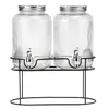 2x3,8L Getränkespender mit Hahn und Halter Saftspender Produktbild-Vorschau 1
