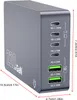 A gray GaN charger with multiple ports and dimensions labeled. Náhľad obrázku produktu
