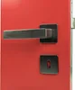 A close-up shot of a red door with a silver door handle and a black keyhole plate. Produktbild-Vorschau