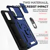 Exploded view of a blue and black phone case with various features highlighted. Produktbild-Vorschau