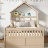 Hausbett 140x200 Holz Kinderbett mit Ausziehbett 3 Produktbild-Vorschau 2