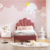 Lit Enfant Rembourré 90x200 Cm Avec Tête De Lit Fleurie Et Voir les images du produit 2