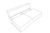 A line drawing of an open sofa with storage compartments. Voir les images du produit