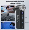 Collage showcasing a handheld air blower being used to inflate a ring, clean a keyboard, and dry a surface, alongside a close-up of the product's controls. Náhled obrázku produktu