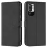 A black flip case for a smartphone is shown, open to reveal the phone inside. Podgląd zdjęcia produktu