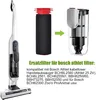 A vacuum cleaner, a filter, and a filter housing are shown with text describing compatibility. Produktbild-Vorschau