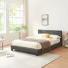 Łóżko z imitacji skóry "Albacete" 140x200cm ciemnoszare Podgląd zdjęcia produktu 1