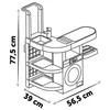 A line drawing of a toy kitchen set with dimensions indicated. Produktbild-Vorschau