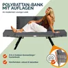 A woman relaxing on a polyrattan garden bench with cushions. Anteprima dell’immagine prodotto