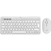 A white wireless keyboard and mouse set is displayed on a white background. Produktbild-Vorschau