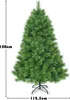 A full shot of a green artificial Christmas tree on a white background, with dimensions indicated. Anteprima dell’immagine prodotto