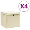 vidaXL Scatole con coperchio 4 pezzi 28x28x28 cm Crema Anteprima dell’immagine prodotto 6