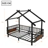 Kinderbed 90 x 200 cm, metalen huisbed met dakframe, Productafbeelding-voorbeeld 5