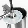 Close-up of a sausage stuffer mechanism with a clear plastic disc with holes. Náhľad obrázku produktu