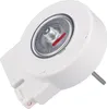 A close-up studio shot of a white fan motor with a silver central hub and a red mark. Produktbild-Vorschau