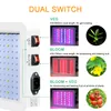 Diagram showing the dual switch functionality of a grow light with examples of plant growth stages. Náhľad obrázku produktu