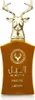 A product shot of a perfume bottle with a gold deer head cap. Anteprima dell’immagine prodotto