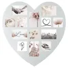 A heart-shaped photo frame collage with multiple small photos of flowers, hands, and cityscapes. Produktbild-Vorschau