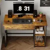 Počítačový Stôl Loft / Industrial – Rustikálna Hnedá Farba Náhľad obrázku produktu 3