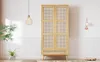 A wooden wardrobe with rattan accents in a room with plants and a pendant light. Anteprima dell’immagine prodotto