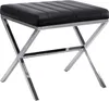 A black upholstered stool with a chrome metal frame. Náhled obrázku produktu