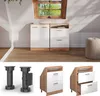 A collage of product images showing a cabinet with drawers and doors, and separate images of cabinet legs and a drawer unit. Podgląd zdjęcia produktu