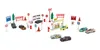 A collection of toy cars, traffic signs, and a gas station. Produktbild-Vorschau