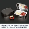 kwmobile 2x Edelstahl Tablettenbox mit 2 Fächern - 5,5 x 4 Produktbild-Vorschau 2
