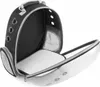 An open pet carrier backpack with a clear bubble front and a gray and black fabric body. Podgląd zdjęcia produktu