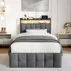 INONEFT Boxspringbett 90x200 cm,LED Einzelbett Polsterbett Produktbild-Vorschau 3