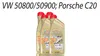 Four bottles of Castrol Edge Professional LL IV FE 0W-20 engine oil are displayed in a group against a white background. Text is overlaid at the top of the image. Produktbild-Vorschau