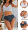 Damen hohe Taille Bikini Sets Drawstring Badeanzug Produktbild-Vorschau 6