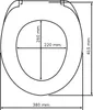 A diagram showing the dimensions of a toilet seat. Produktbild-Vorschau