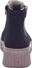 The back view of a blue Chelsea boot with a thick, ribbed sole. Voir les images du produit