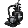 A black sand filter pump for swimming pools is shown against a white background. Produktbild-Vorschau