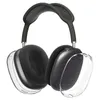 A pair of black Apple AirPods Max headphones with clear protective covers on the earcups, isolated on a white background. Produktbild-Vorschau
