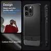 A collage of images showcasing a black phone case with carbon fiber accents, including a lifestyle shot of a person holding a phone and a close-up of the case's texture. Náhľad obrázku produktu
