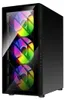 A black computer tower with RGB fans visible through a glass panel. Podgląd zdjęcia produktu