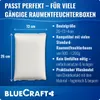 A product image showing a white bag of dehumidifier beads with dimensions and features listed. Produktbild-Vorschau