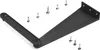 A black metal bracket and screws are arranged on a white background. Produktbild-Vorschau