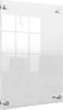 A white acrylic poster frame with silver mounting hardware, shown against a white background with reflections of a window and office furniture. Náhľad obrázku produktu